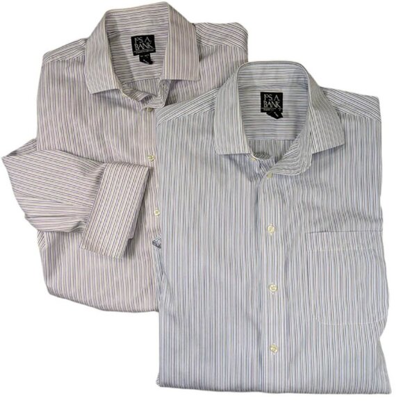 2 Jos A Bank Dress Shirts Mens 16-34 Travelers Collection Tailored Fit Classic - Picture 1 of 16